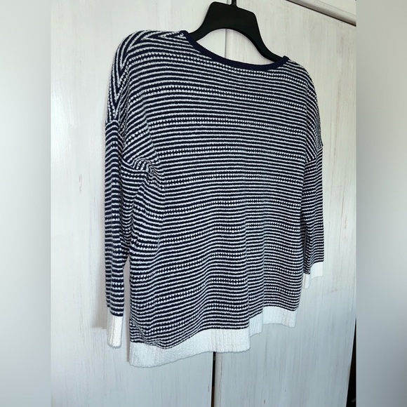 Lilla P Navy and White Striped V-Neck Sweater - Picture 9 of 13